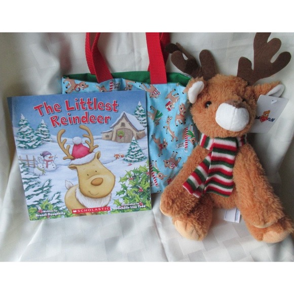Reindeer stuffed animal and book gift bag handmade - Picture 1 of 1